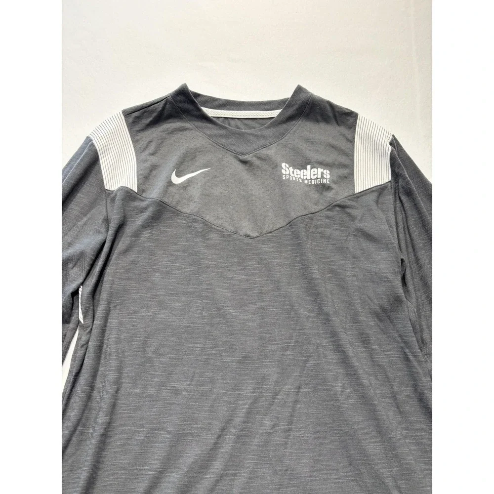 Pittsburgh Steelers Shirt Mens Medium Gray NFL Football Nike Dri Fit Long Sleeve